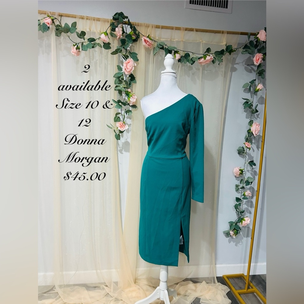Donna Morgan One-Shoulder Dress in Rich Teal